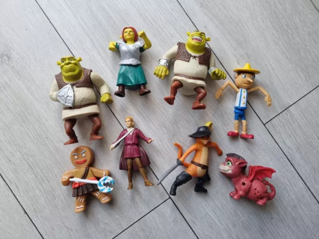 Rare Shrek Figure Bundle Mcdonalds Collectable Toys x8 Figures