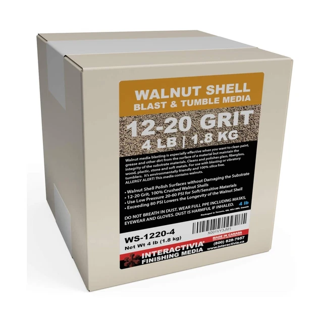 1.8 kg or 4 lb Ground Walnut Shell Media Abrasive 12-20 Grit for Tumbling, Vi...
