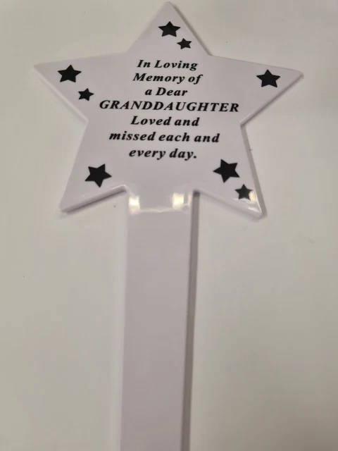 Granddaughter Memorial White Star Stake Grave Marker Garden Remembrance Spike