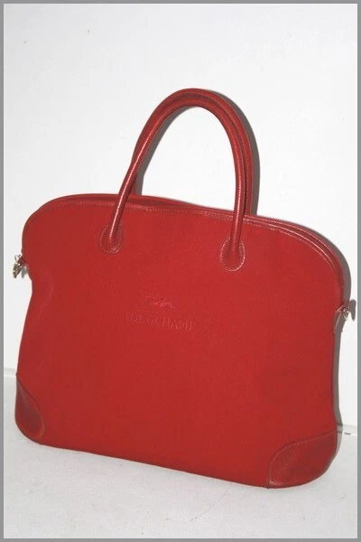 LONGCHAMP Sac Cabas Toile Rouge Porté Main TBE