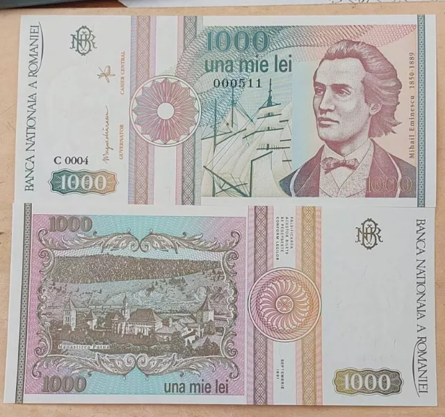 Romania 1000 Lei 1991 Pick 101A aUNC Low number 000511