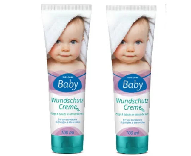3,75Eur/100ml) 2x Soft & Gentle Wundschutz Baby Creme Pflege Schutzt,2x 100 ml