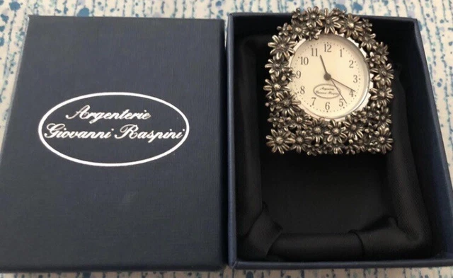 Orologio sveglia Giovanni Raspini margherite in argento 925/000