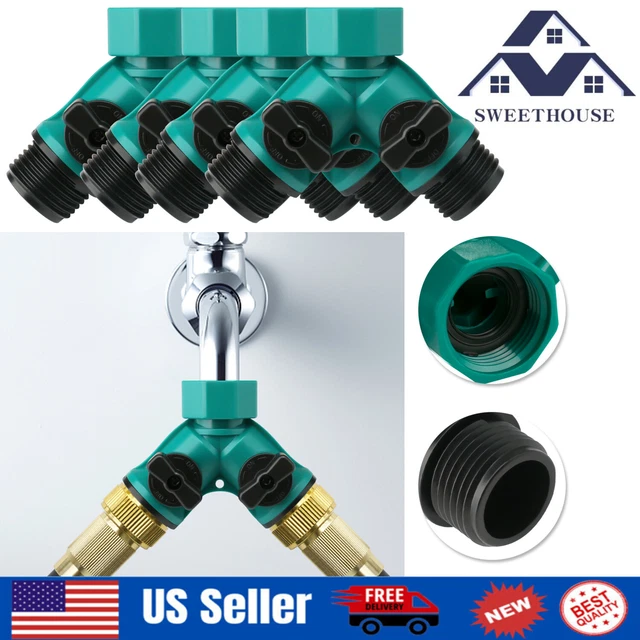 WATER HOSE SPLITTER Heavy Duty 2 Way Y Valve Female Connector Garden 6