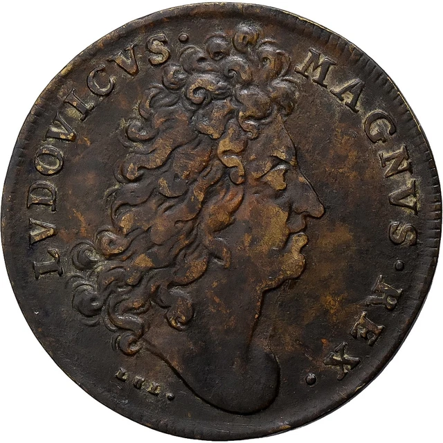 Jeton Louis XIV / Les Coeurs Fidèles, 1660, France, Laiton, Royal Token, Alliance