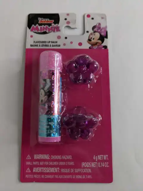 Minnie Mouse Cotton Candy Flavored Lip Balm and 2 Hair Clip By Townley Girl