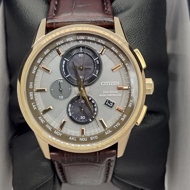 JACQUES LEMANS Reloj cronógrafo para Hombre con Esfera de Corte Solar 1- 2117H, Marrón Gris Dorado, Correa