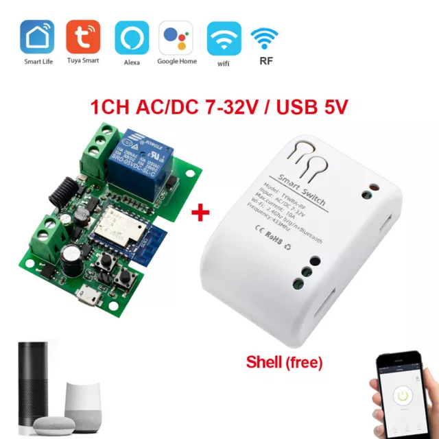 1 Channel Tuya WiFi Smart Switch Relay Module 5V 12V 24V 32V f Alexa Google Home