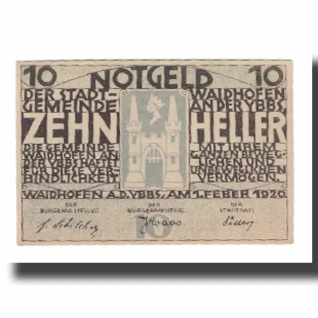 [#666372] Banknote, Austria, Waidhofen An Der Ybbs N.Ö. Stadtgemeinde, 10 Heller