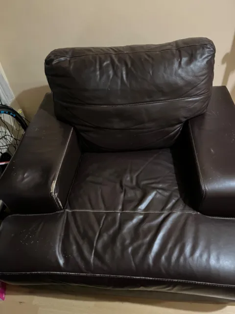 Brown leather armchair used