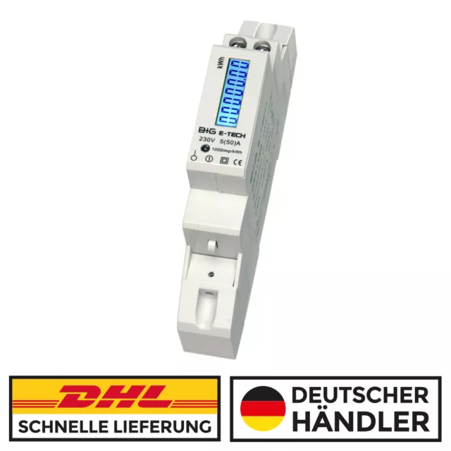 B+G e-tech - LCD Wechselstromzähler Stromzähler S0 LCD 5(50)A - DRS155B