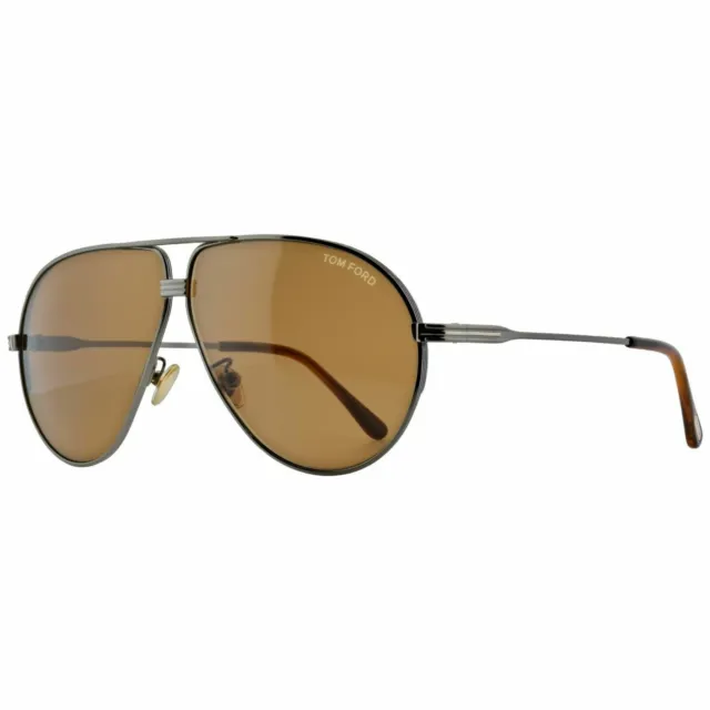 Tom Ford Jet  FT0734-H 12E Grey Metal Aviator Sunglasses With Brown Lens