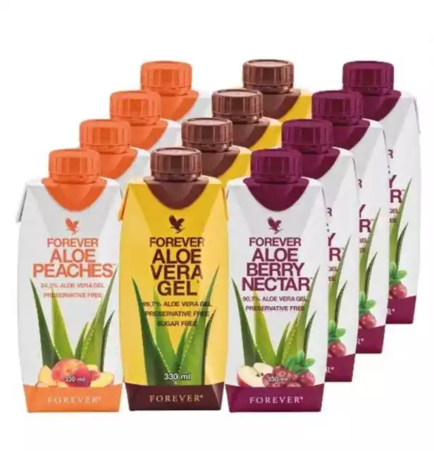 Forever Aloe Vera Gel Drinking Gel Original, Berry Nectar, Aloe Peaches 330ml