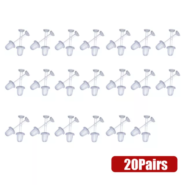 20Pairs Invisible Clear Plastic Stud Earrings Acrylic Post Silicone Back  Ear Pin