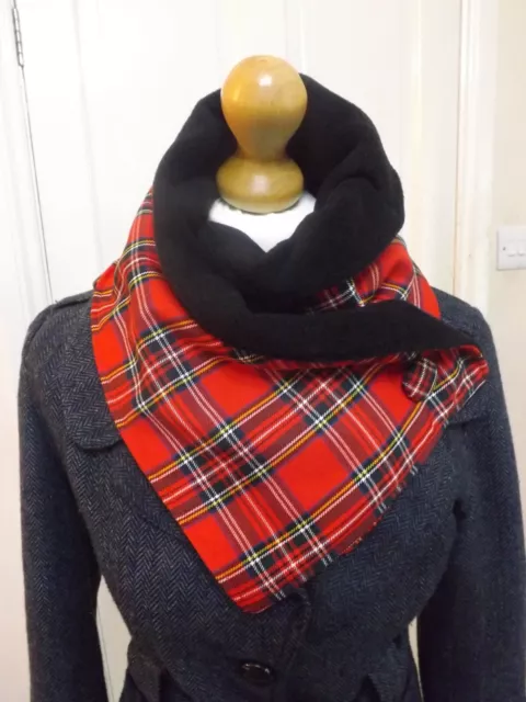 Royal Stewart Tartan & Fleece Neck Warmer Scarf Snood Winter Christmas Gifts