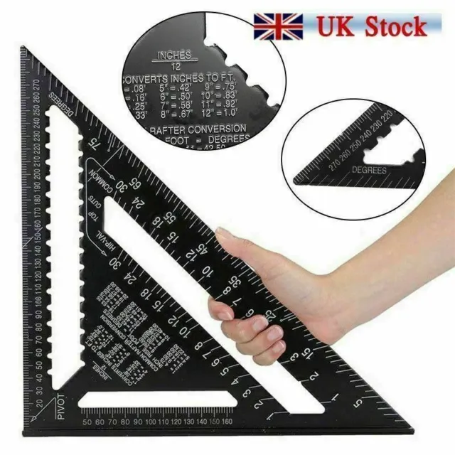 7/12 inch Roofing Speed Square Rafter Angle Measuring Triangle Guide Aluminium