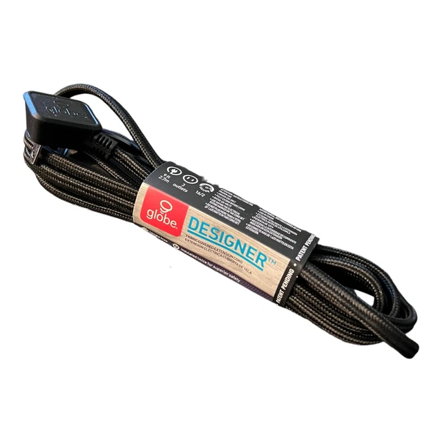 Cable de extensión de tela Globe Designer Series 9 ft 3 salidas polarizadas ángulo recto