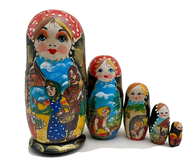 Matroschka 5tlg. Matreschka Babuschka Autor handgemalt Russland  neu 12 cm