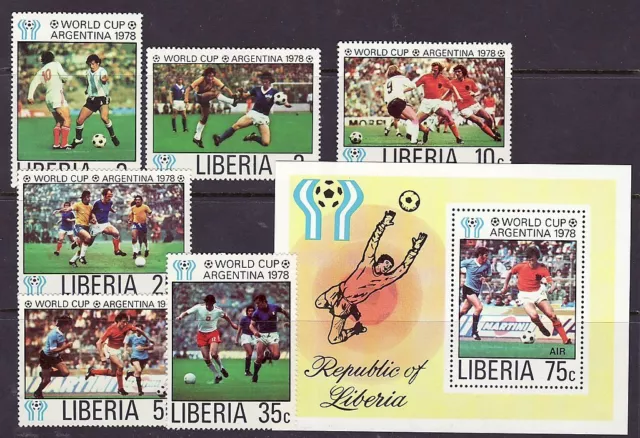 Liberia Scott # 807-12 & C220 MNH Footbal Soccer Sports