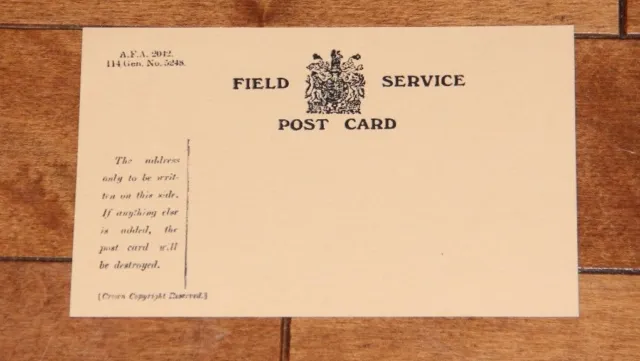 WW1 British Field Service Postcard Reproduction