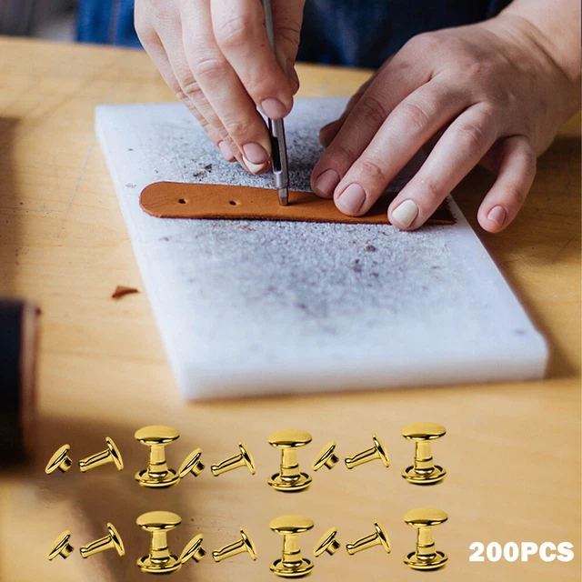 200pcs Boots Leather Rivets Tubular Metal Easy To Use Clothing Double Round Cap