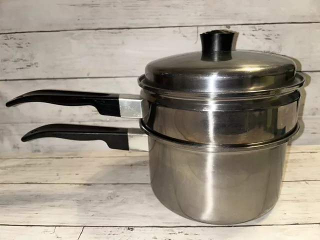 Vintage Lustre Craft 8" Sauce Pan Steamer Lid 3 Ply 18-8 Stainless Steel USA