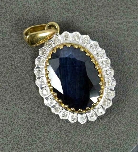 4Ct Oval Cut Blue Sapphire Lab Created Halo Pendant Chain 14K Yellow Gold Plated