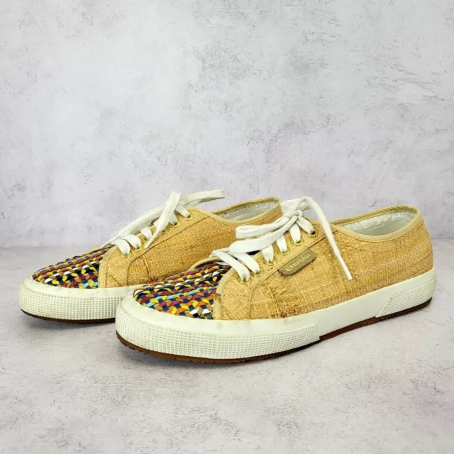Superga Sneakers Womens Size 4.5 Casual Low Top Lace Up Chunky Yellow Tan Y2K