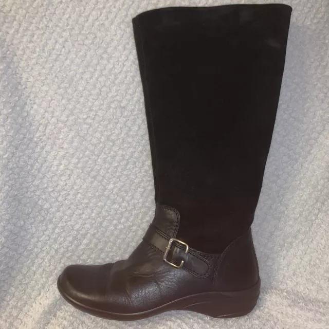 LADIES BLACK KNEE High Suede leather Boots By HOTTER size 8uk