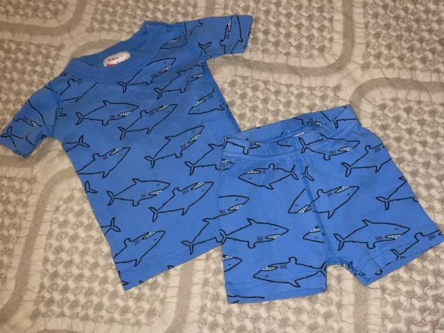 Hanna Andersson Toddler Boy Blue Sharks 2pc Pajamas Short Set Size 80 85 2 2T