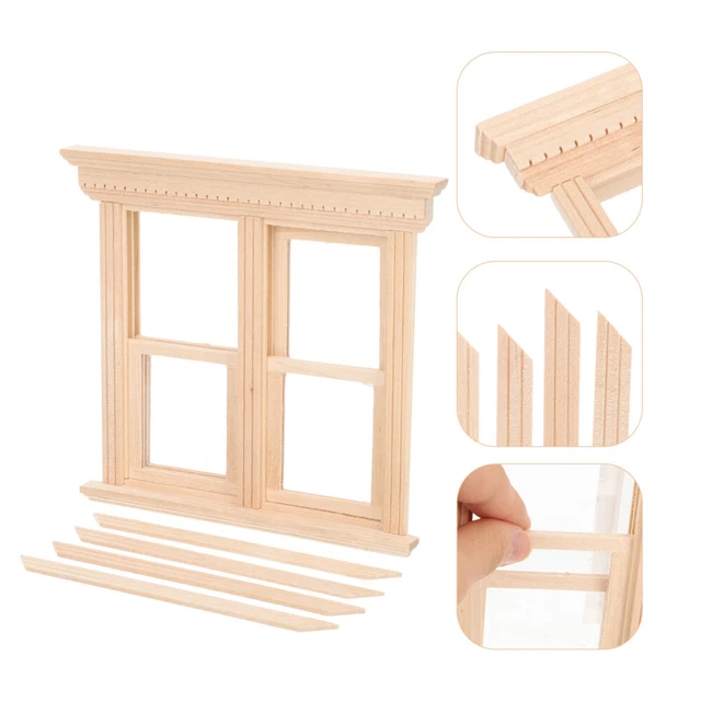 Casa delle bambole Finestra Legno Finestre Mini Cornici Modello Miniatura
