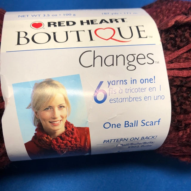 Red Heart Garnet 9914 yarn Bulky 5 with pattern 3.5 Oz 3