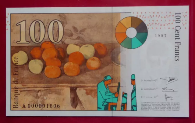 100 Francs Cézanne 1997 Neuf  -  Lettre A -  Très Rare ! 2