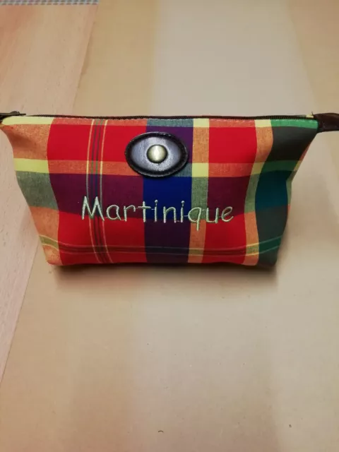 pochette ziper Martinique en coton brodé