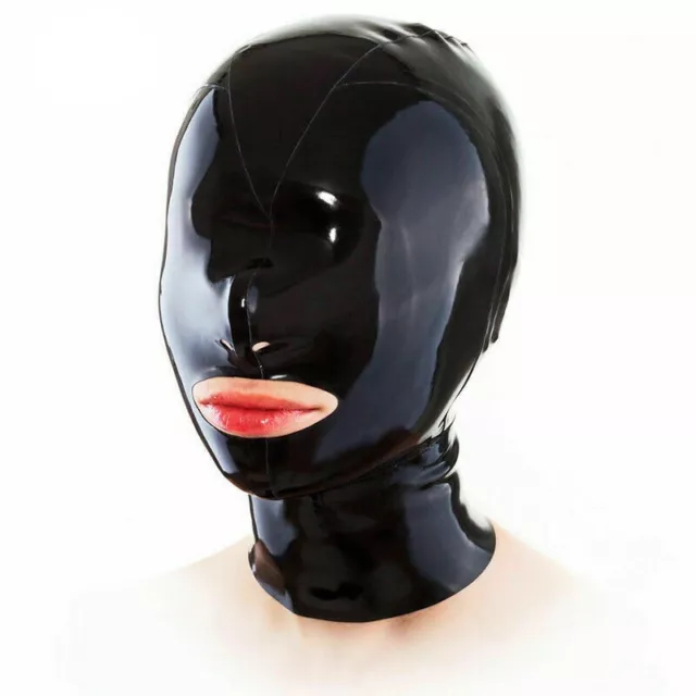 Back Zipper Rubber Mask for Catsuit Club Wear Costume Latex Hood Cover Eyes