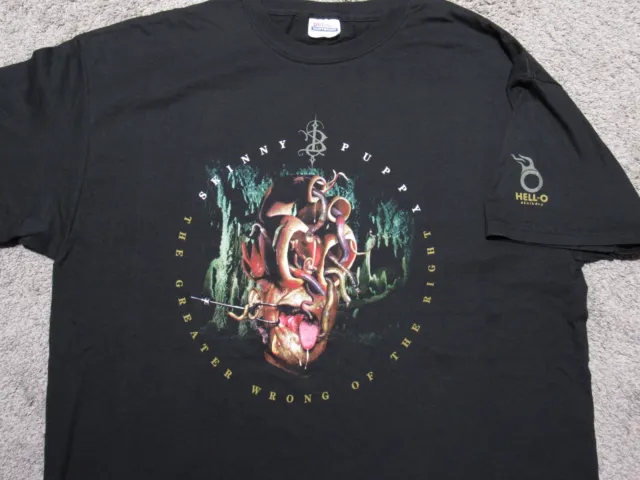 Original Vtg 2004 SKINNY PUPPY Greater Wrong Of Right T-SHIRT XL Tour Concert 04