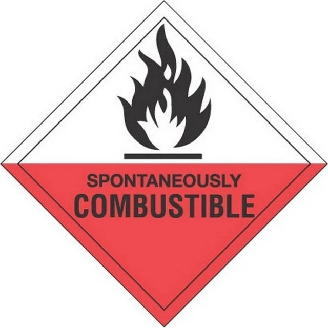 4" x 4" Spontaneously Combustible D.O.T. Subsidiary Risk Labels (500 per Roll)