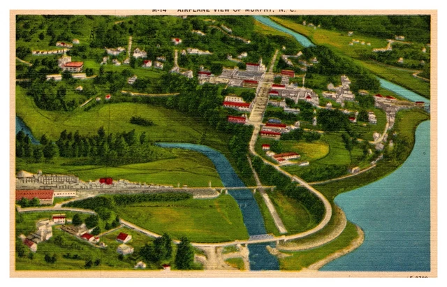 Murphy North Carolina NC Aerial View M-14 Linen Postcard