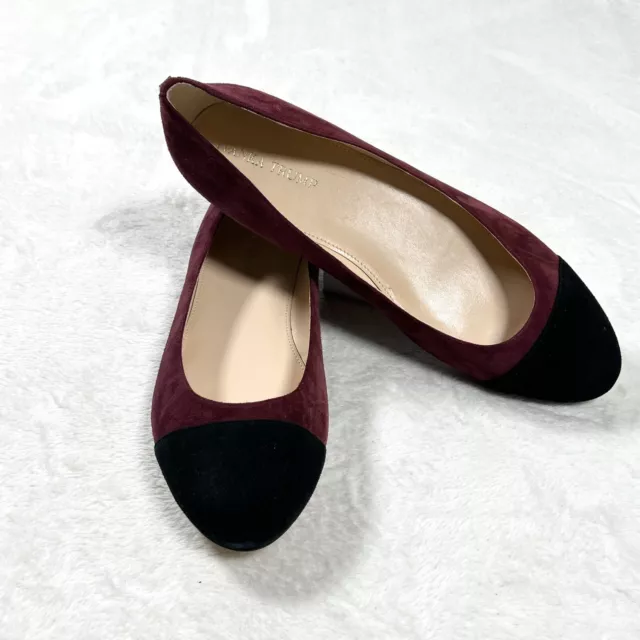 Ivanka Trump Jocyln Suede Ballet Flat Shoes Womens Sz 10M Burgundy Black Cap Toe