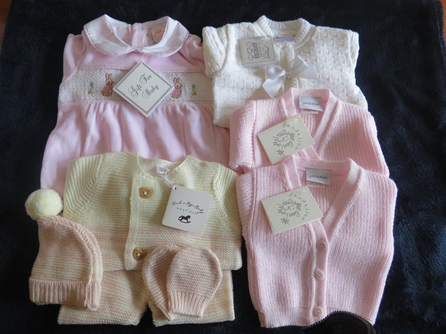 Pacchetto cardigan stile spagnolo bambina abito lavorato a maglia 0-3-6 mesi