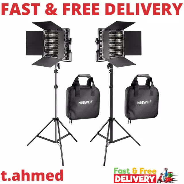 Neewer 2 Pack Bi-color 660 LED Video Light and Stand Kit for Studio Photography