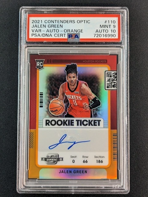 2021-22 Panini Contenders Optic JALEN GREEN /25 Rookie Auto Orange Prizm PSA 9 M