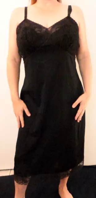 GOOD FIND 1950s ARTEMIS GORGEOUS VINTAGE SEXY BLACK MEGALACY FULL SLIP 36 38 EVC