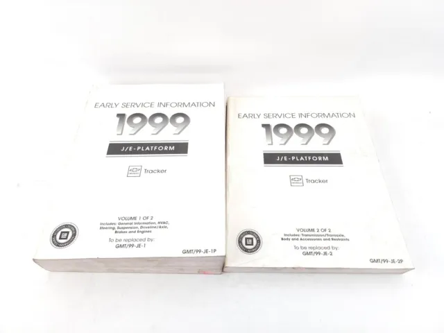 2pc 1999 Chevrolet Geo Tracker Preliminary Factory Service Manual Repair Book JE