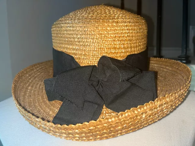 Eric Javits Vintage Straw Summer Hat Blocked & Trimmed By Hand