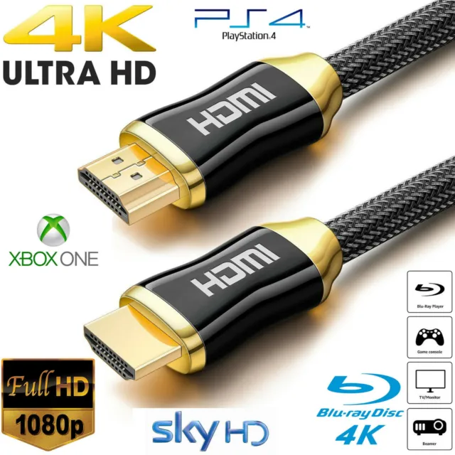 HDMI 2.0 Ultra HD Câble Haute Vitesse 4K 2160p Plaqué Or UHD HDTV TV Sky Xbox