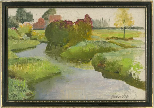 Franklin White (1892-1975) - Contemporary Oil, River Through The Water Meadow