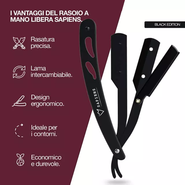 Rasoio a Mano Libera  Barber Shop - Rasoio Barba Manuale Uomo Con 10 Lamette Da 2