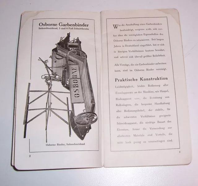 Werbe Broschur Osborne Erntemaschinen & Ackergeräte Landwirtschaft um 1930 (H5 3