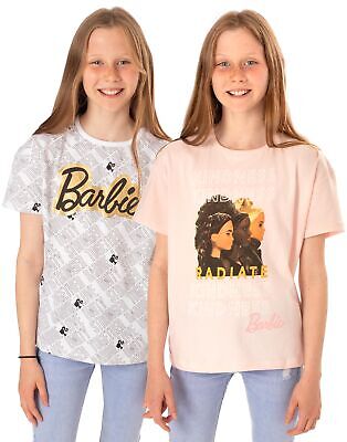 Barbie T-shirt Ragazze 2 Confezione per bambini Bambola ispiratrice logo rosa